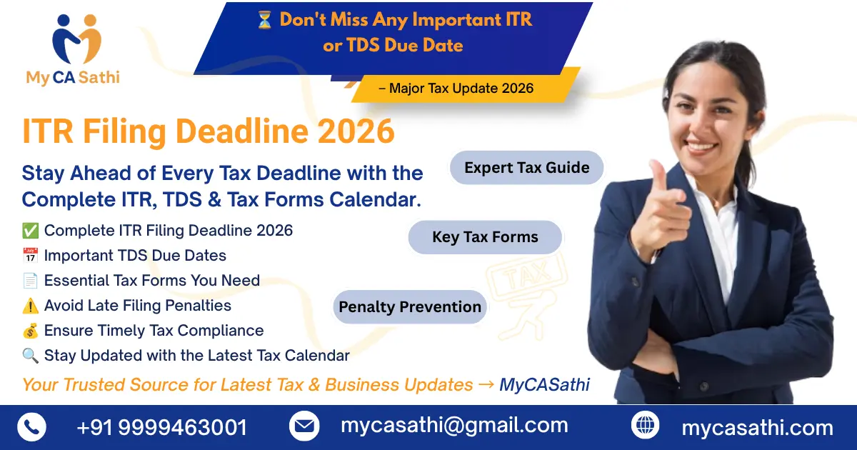 ITR Filing Deadline 2026: Complete Schedule of ITR, TDS Due Dates & Important Tax Forms image