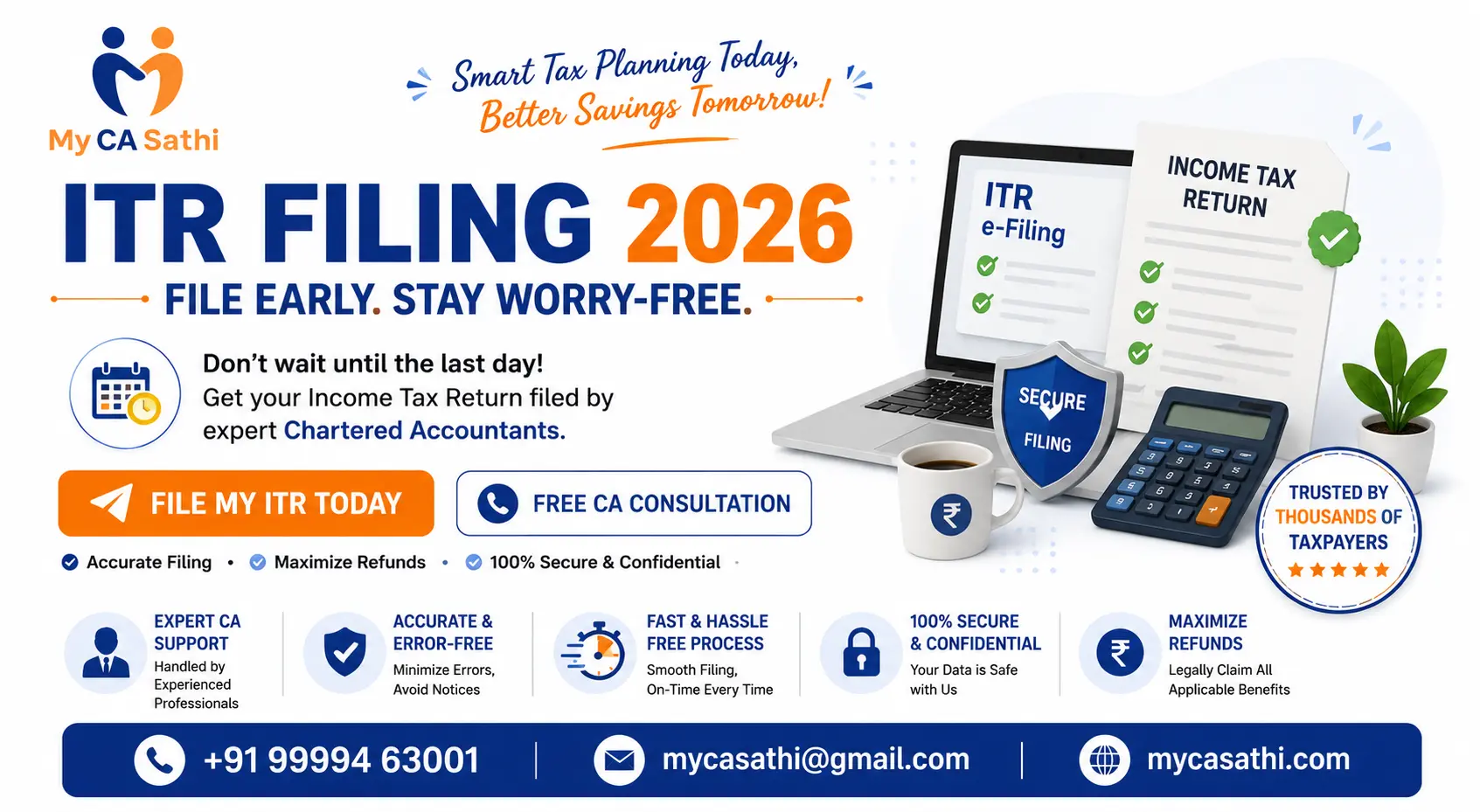 ITR Filing FAQs 2026: 20 Most Common Questions Answered | MyCASathi image